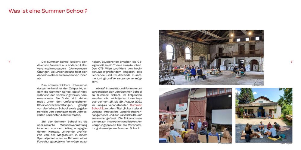 Doppelseite „Was ist eine Summer School?“ mit Fotos aus dem Lungau